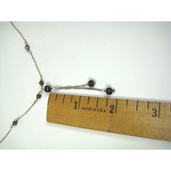 MM2 Mexico Sterling Silver Necklace Amethyst Stone Beads Y Shaped Chain 925 - Picture 2 of 10